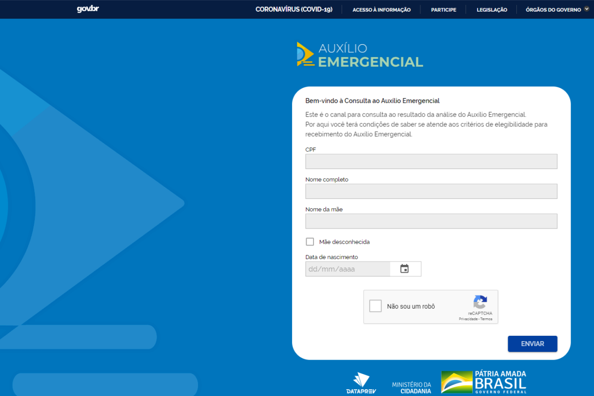 Consultar a Puba!! Dataprev e Ministério da Cidadania lançam portal de consulta à situação do auxílio emergencial