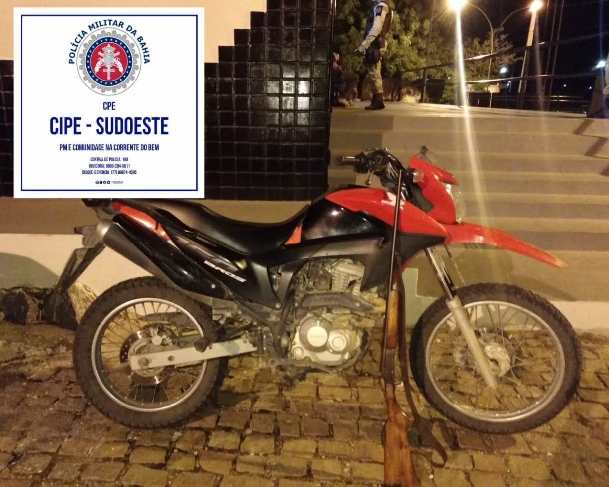 Cabrito Recuperado: CAESG apreende Arma e Moto Roubada na região de Guanambi.