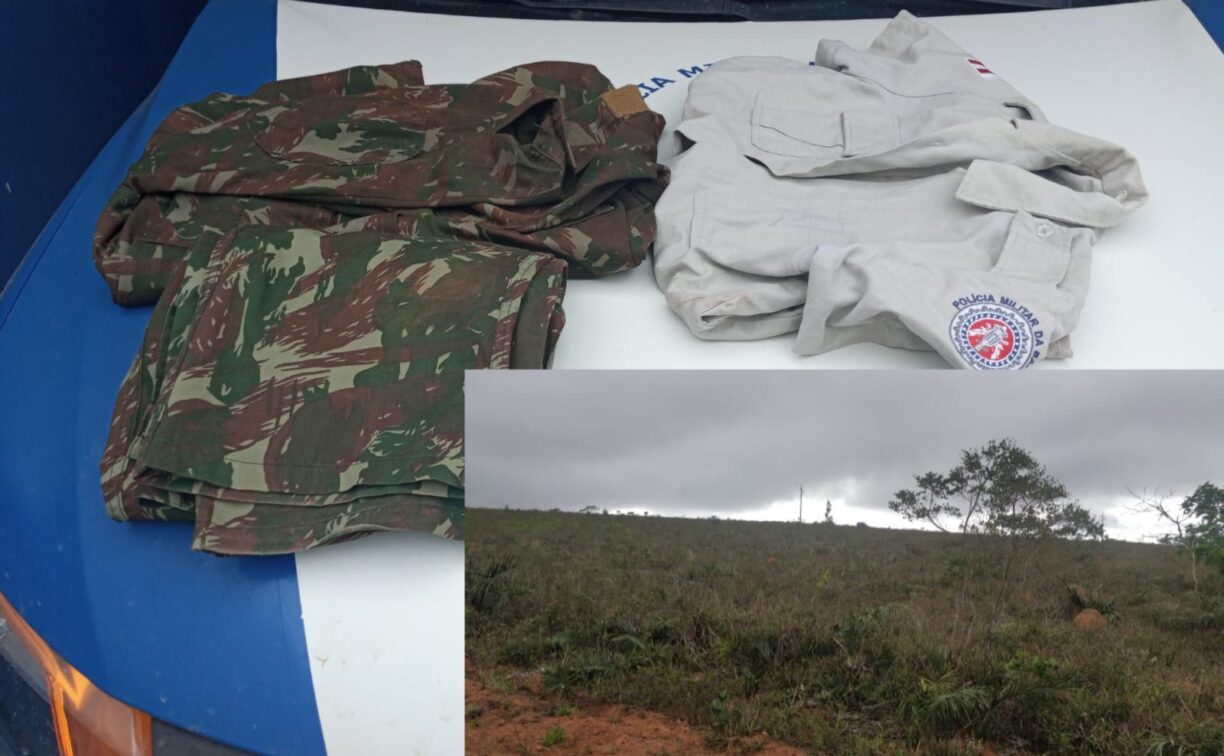 Chapada: Polícia Militar recupera fardamento de uso exclusivo das forças de segurança durante corre viado em Cascavel.
