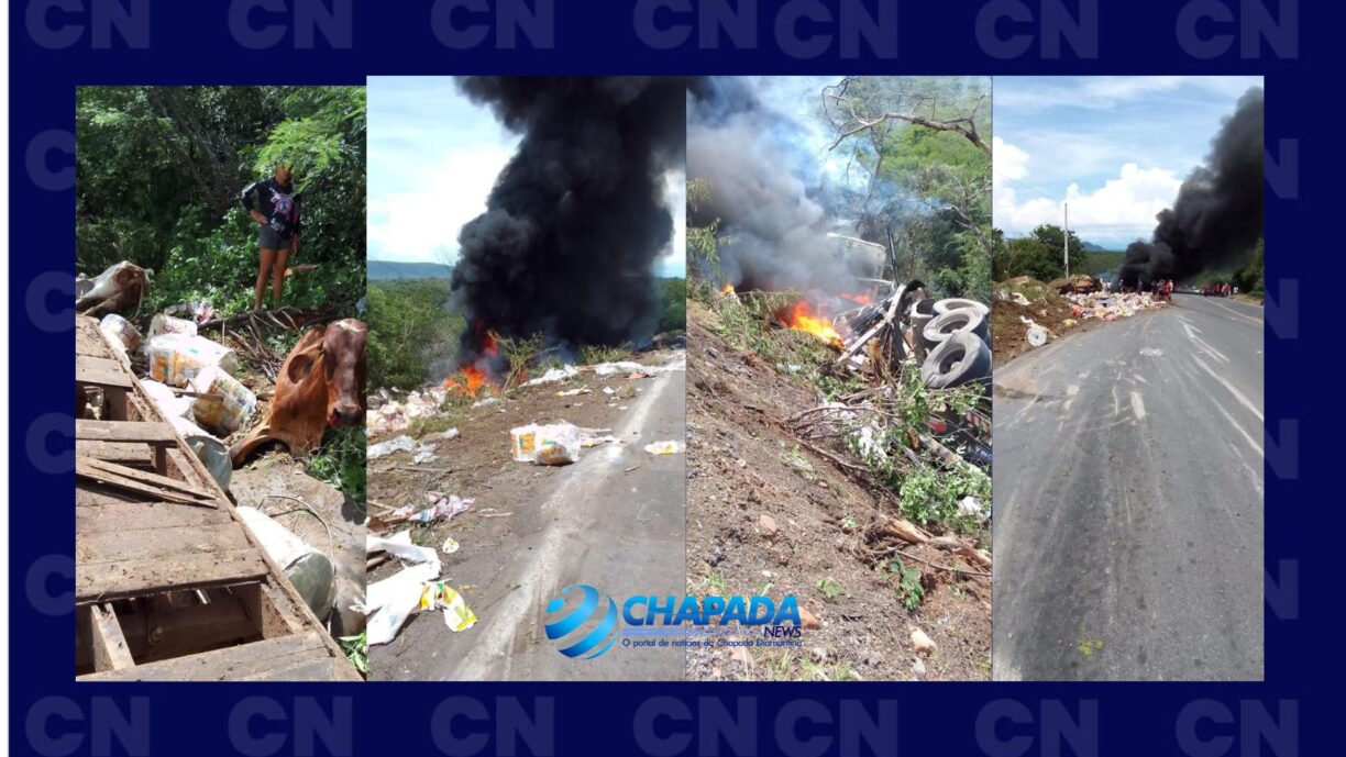 Chapada: Motorista morre e criança está desaparecida após ser arremessada em grave acidente na BR-242, próximo a Serra da Mangabeira