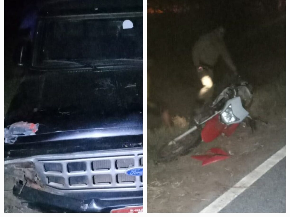 Motociclista fica gravemente ferido após colidir contra caminhonete em Guajerives.