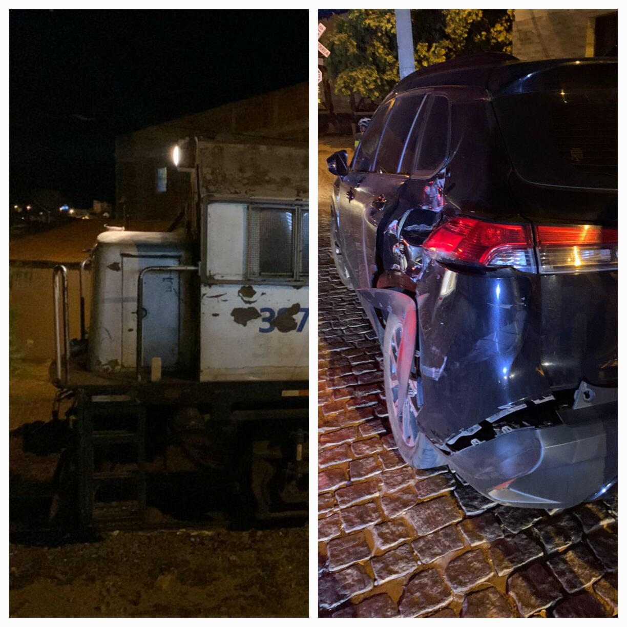 Em Brumado, Carro bate em trem, jovem condutor sai ileso