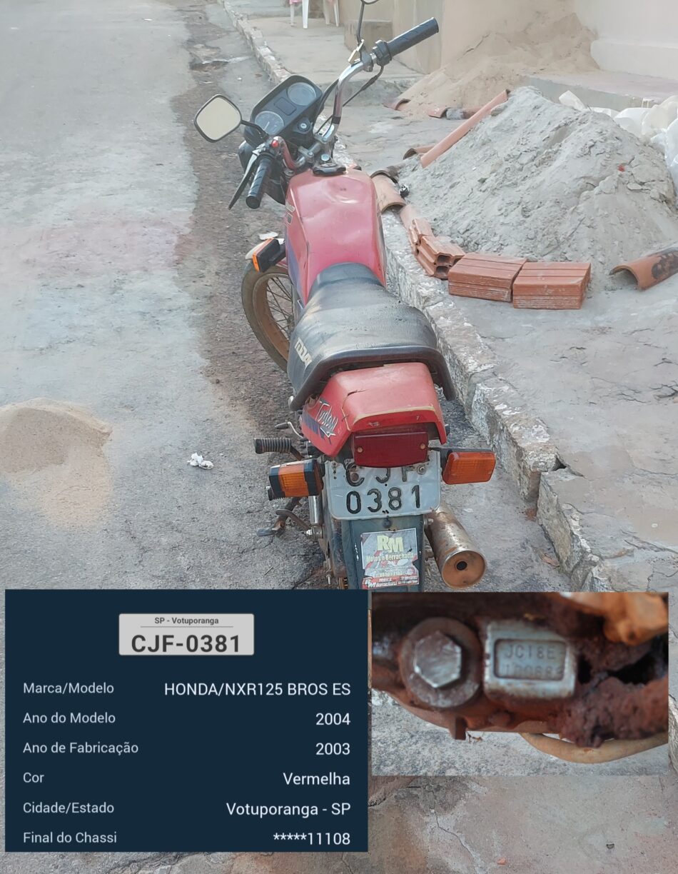 CETO apreende moto com sinais identificadores adulterados em Brumado.