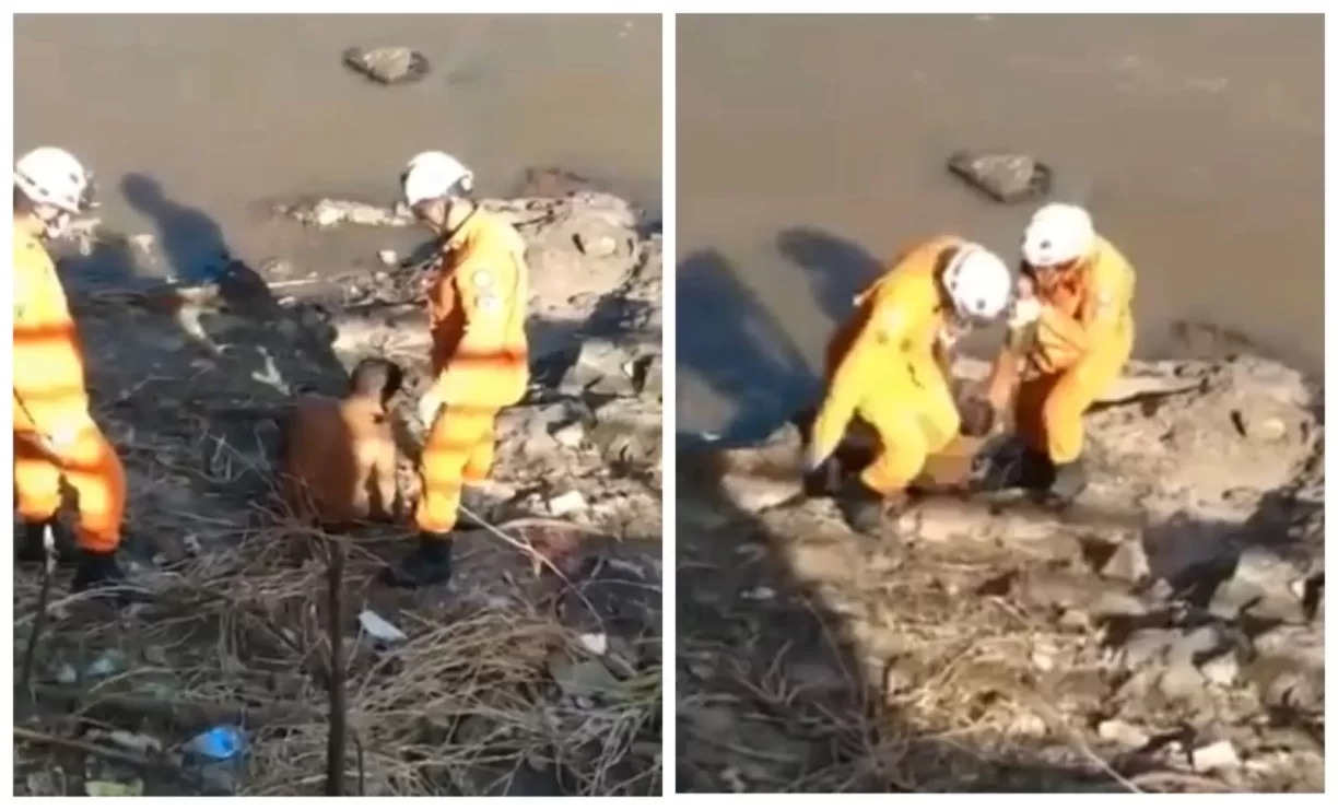 O bêbo não tem paz! Homem dorme dentro de rio e é resgatado por bombeiros em Itabuna