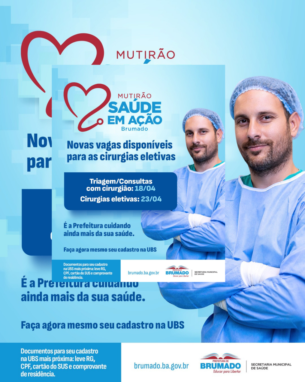 Mutirão de Saúde: Prefeitura libera novas vagas para cirurgias eletivas