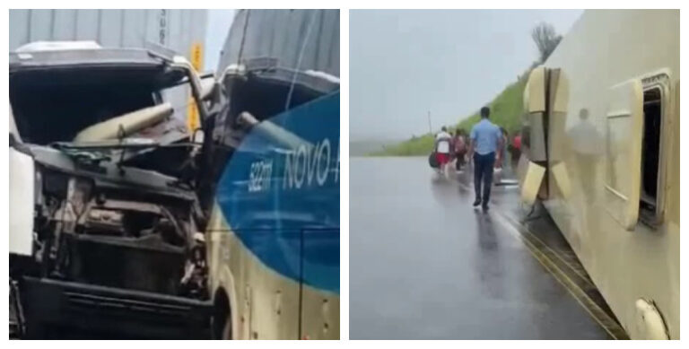 Assista: Dois graves acidentes com busões da Novo Horizonte foram registrados no sul da Bahia