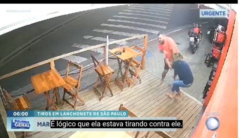 Assista: Mulher morre após ser desarmada e baleada ao tentar matar o ex-marido na lanchonete do casal